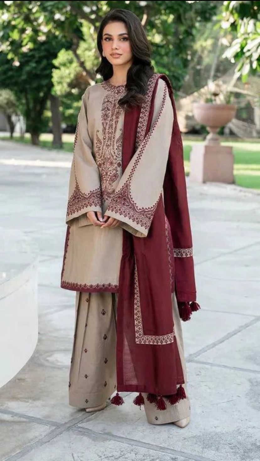 BAROQUE EMBROIDERY LAWN 3PC UNSTICH