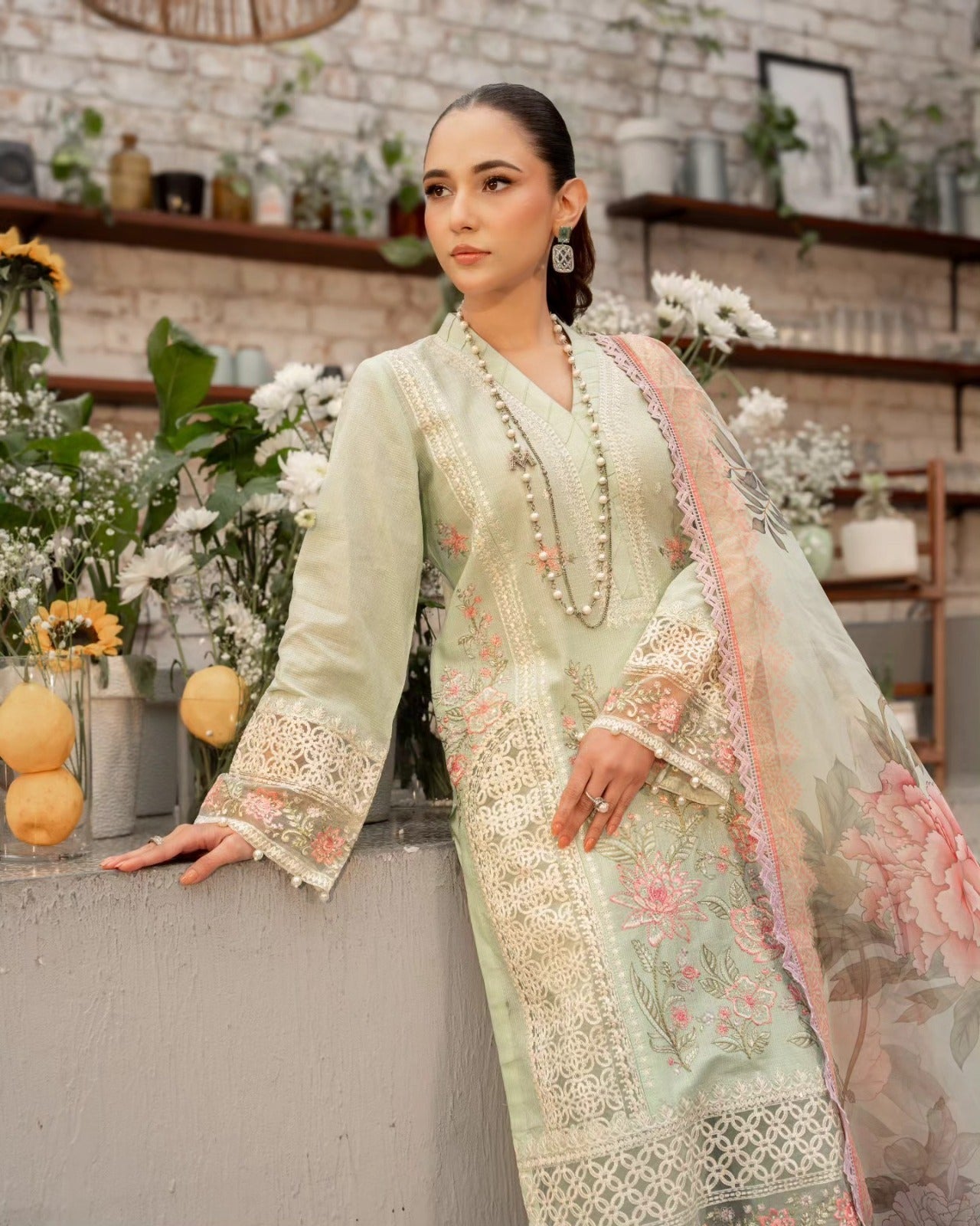 Ghani Luxury Full Embroidered  Chikenkari Lawn Unstiched 3PC Suit